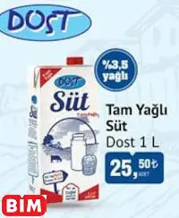 DOST TAM YAĞLI SÜT